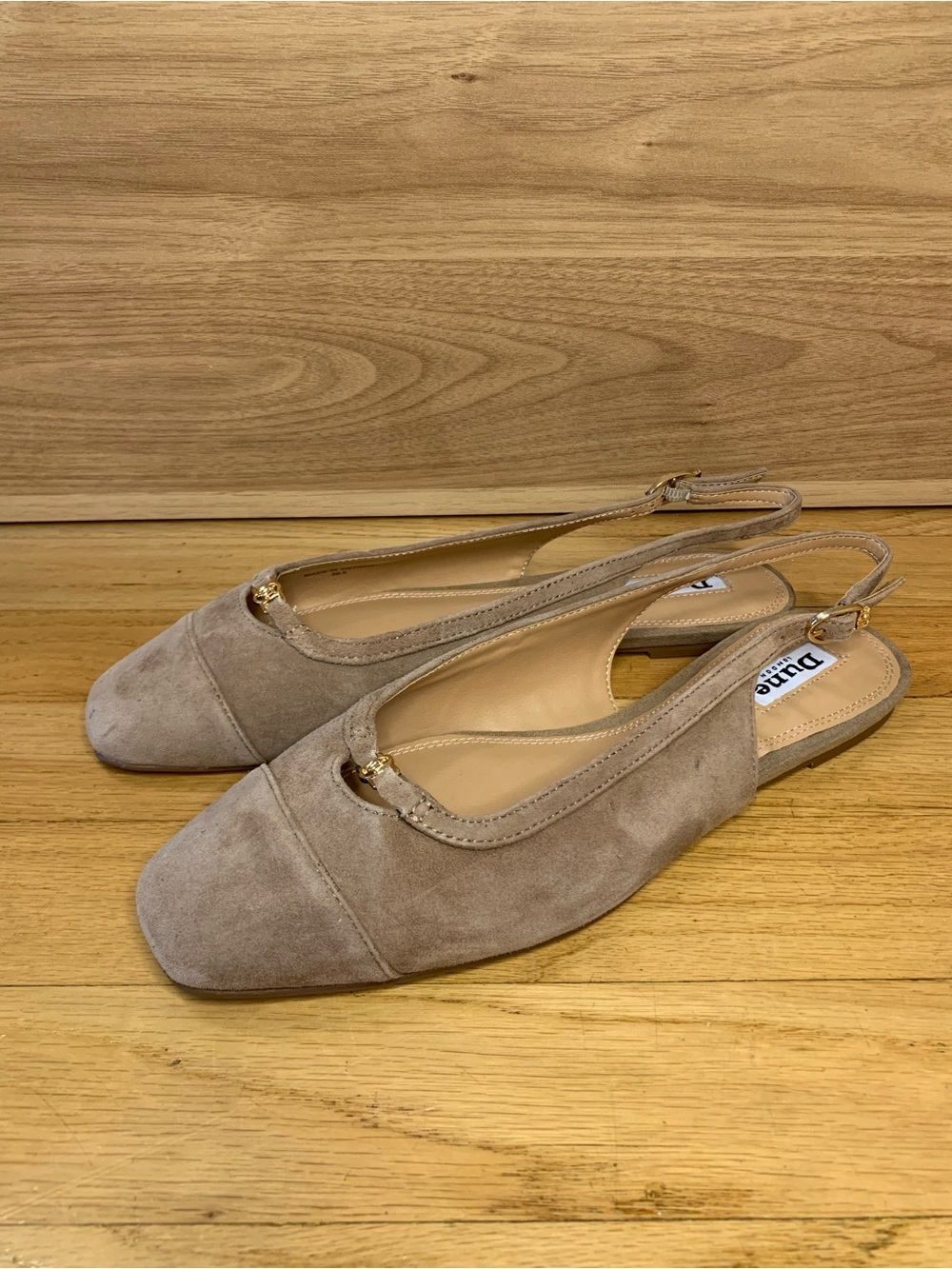 Dune London Hanna Caramel Sling Back Flats - Size 8.5